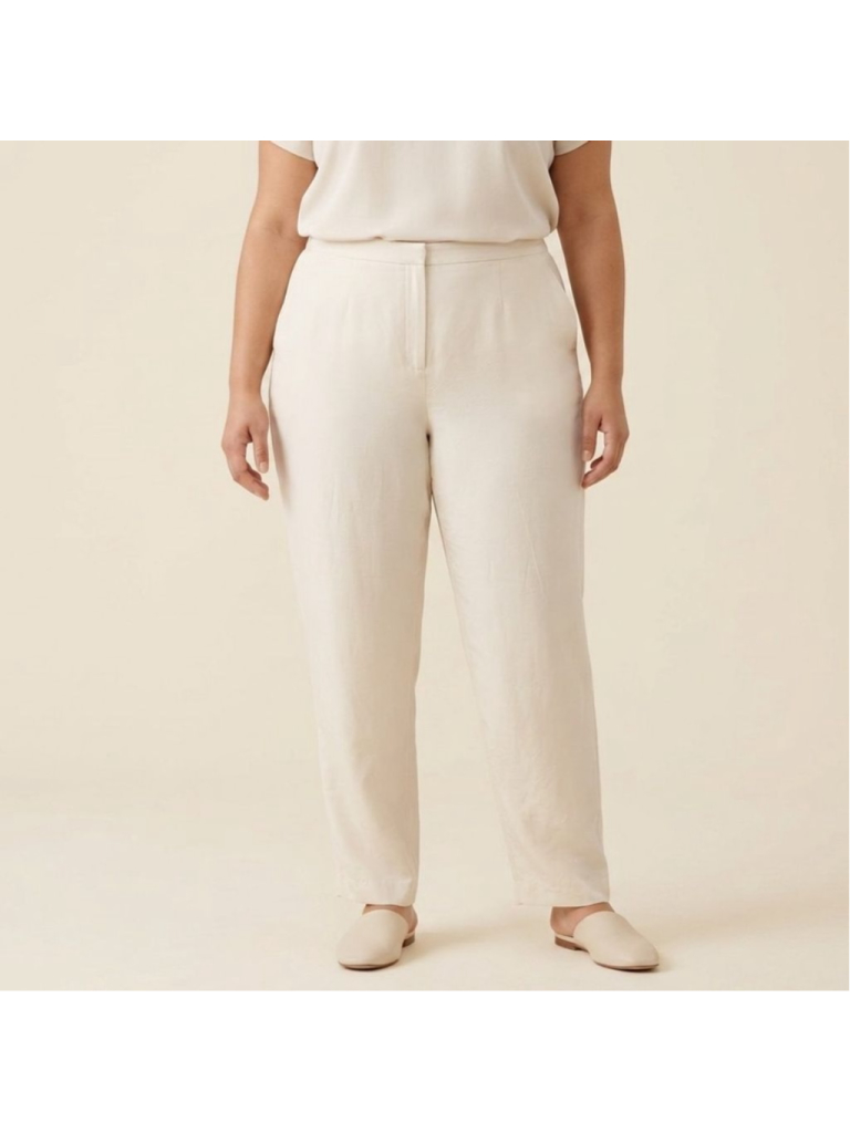 Women's Eileen Fisher 100% Silk Trousers Plus Size 2xl Beige Cream Quiet Luxury